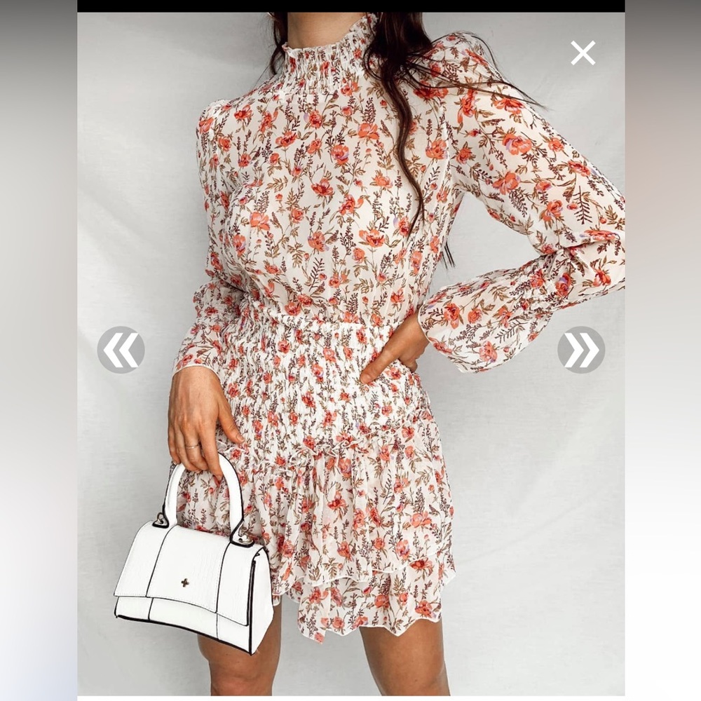 Sheer pink floral mini dress